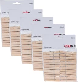 Wasknijpers naturel van hout - 120x stuks - 7,5 cm - Huishouding - De was doen - Was ophangen - wasgoedknijpers — thumbnail 1