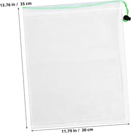 Herbruikbare Mesh Groentenzakken - Netzakken Fruit Opslag - Verse Producten Bewaren - Ademend Polyester Net - 35x30cm - Wit — thumbnail 5