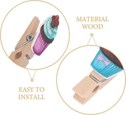 Mini Houten Knijpers - Fotoclip Hout Wasknijper Decoratief - Knutselprojecten Organiseren - IJsjespatroon Design — thumbnail 5