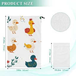 Grote Waszak - Wasknijperzak Speelgoedzak - Kleding Wassen - Mesh Voering - 61 x 61 x 90.9 cm - Oranje Wit — thumbnail 2