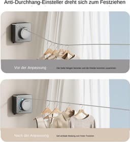 Uittrekbare Waslijn - Draadloze Lijn - Buiten Kleding Drogen - Niet Doorhangend Touw - 4.8 Meter - Grijs — thumbnail 5