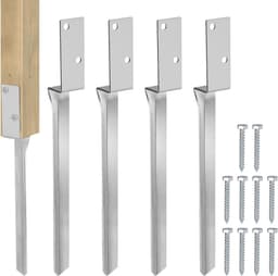Dailygoods- Grondankers - Set van 2 - Thermisch verzinkt staal - Bodemhuls 4 x 50 cm - L-vorm - Geschikt voor houten palen - Weerbestendig - Paalankers — thumbnail 4
