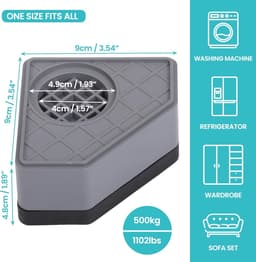 4-delige Anti-Vibratie Onderzetters geschikt voor Wasmachine & Droger – Rubberen Stabilisator, Anti-Slip, Anti-Geluid & Anti-Schok, Tegent Werkinstabiliteit en Trillingen — thumbnail 5