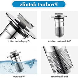 Verwijderbare wastafelkappen, duurzame filters voor badkamer en keuken, insectenbescherming en geurfilter, set van 2 — thumbnail 2