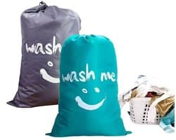 NTH products- Waszak Set van 2 - Opvouwbare Waszakken - 61 x 91 cm - Grijze/Bluwe Waszak - Hoogwaardige Oxford Stof - Met Trekkoord - Wasmand