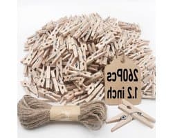 Mini Kledingpinnen - Kleine Houten Pinnen - Foto's Ophangen - Natuurlijk Hout Materiaal - 230 Stuks - Natuurlijk