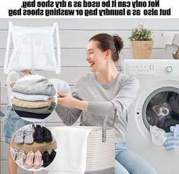 Grote waszak voor schoenen met rits en riem, ideaal voor sneakers en kleding in de wasmachine en droger, gemaakt van honingraat mesh materiaal — thumbnail 3