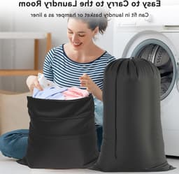 Reiswaszakken Set van 2, 70 x 115 cm, Vouwbare Waszakken voor Kleding, Ideaal voor Camisas, Chaquetas en Jerséis (Zwart) — thumbnail 2