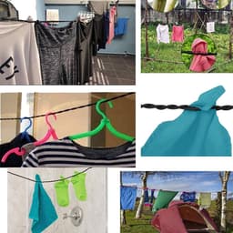 Draagbare Waslijn - Reis Waslijn - Kleding Drogen - Gevlochten Ontwerp - 400 cm - Zwart — thumbnail 2