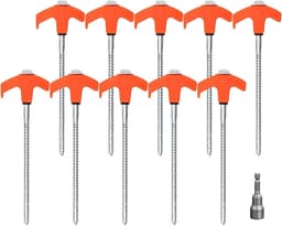 Set van 10 stevige stalen tentpennen van 20,5 cm voor camping, parasol en outdoor gebruik - ideaal voor gras, zand en bosgrond — thumbnail 1