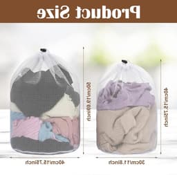 Herbruikbare wasnetten voor wasmachine, 2 stuks met koordstopper, ideaal voor ondergoed, babykleding en sokken (30 x 40 cm, 40 x 50 cm) — thumbnail 2