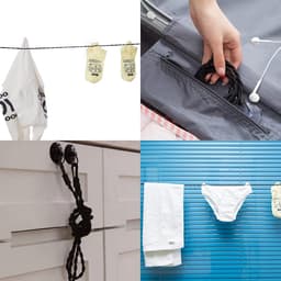 Waslijn Set - Draagbare Lijn - Kleding Drogen - Zuignappen & Haken - 2x 2.5 Meter - Zwart — thumbnail 5