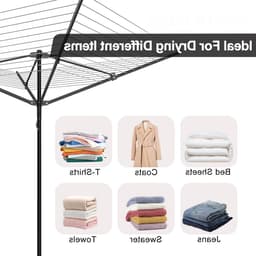 Vouwbare 4-armige 50m droogtoren, verstelbare droogrek met hoes en waslijnspike voor buitengebruik in de tuin, ideaal voor het drogen van kleding en linnengoed — thumbnail 5