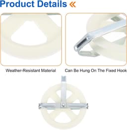 Waslijnrol - Kledingrol - Kleding Drogen - Duurzaam Materiaal - 5 inch Wiel - Wit — thumbnail 5