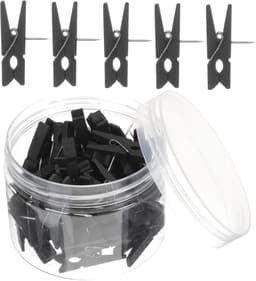 Houten Punaise Clips - Decoratieve Spelden - Foto's Bevestigen - Met Geïntegreerde Clip - 3.5x2cm - Zwart — thumbnail 1