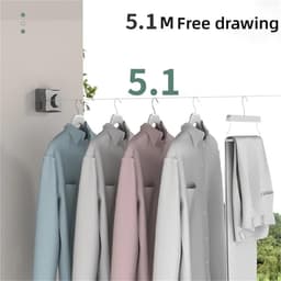 Intrekbare Waslijn - Uittrekbaar Droogrek - Was Drogen - Ruimtebesparend Ontwerp - 5.1 Meter - Wit — thumbnail 3