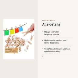 Dailygoods- Houten Wasknijpers Groot - 20 Stuks - Stevig - Mini Clips - Decoratie - Licht en Duurzaam - Afmetingen 3,80 x 2,00 x 1,80 cm — thumbnail 4