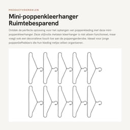 Dailygoods- Poppenkleerhanger Ruimtebesparend - Metalen Hanger - Lichtgewicht - Draagbaar - Decoratief - 150 mm - Poppenhanger — thumbnail 4