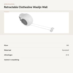 Dailygoods- Waslijn Intrekbaar Automatisch Rolsysteem - Wanddroogrek - PVC-draad - 2x12,8 m - Duurzaam - Verstelbare Lijnen - Wasdroger — thumbnail 2