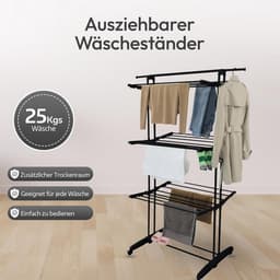 Opvouwbaar Droogrek met 3 Niveaus en Zijvleugels voor Ruimtebesparend Drogen — thumbnail 3