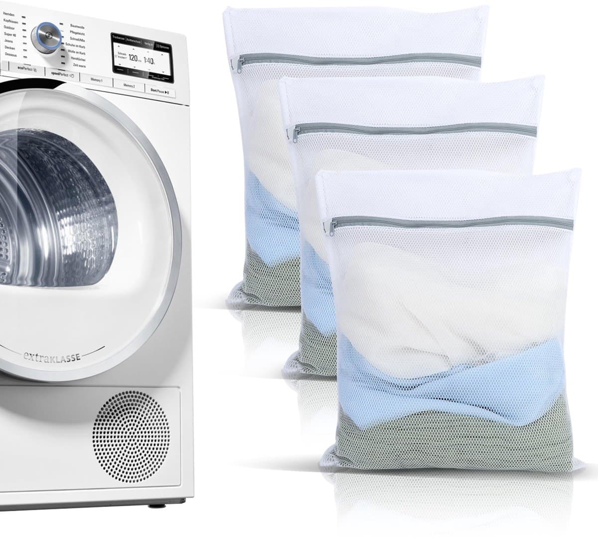 IMPERATORIS® Waszakjes voor Wasmachine - Bescherming voor Fijne Was en Schoenen - Mesh Wasnet met Rits - Voorkomt Slijtage - Set van 3 - Wit - 40 x 50 cm — afbeelding 1