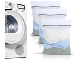 IMPERATORIS® Waszakjes voor Wasmachine - Bescherming voor Fijne Was en Schoenen - Mesh Wasnet met Rits - Voorkomt Slijtage - Set van 3 - Wit - 40 x 50 cm