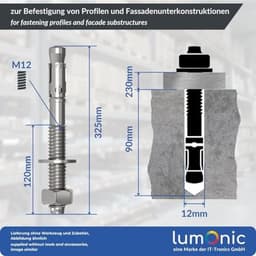 Zwaarlastanker M12 x 325 mm voor Metaalankers en Boutankers — thumbnail 2