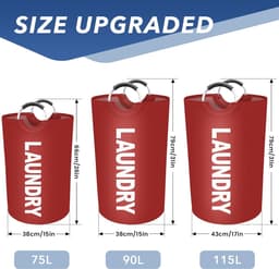 Wasmand - Waszak – Wassorteerder - Waszakken voor wasgoed - Opvouwbaar – 90L- 38x79cm - waszak vouwbaar - Wasmand met handvaten - Wassorteerder - Wasmanden - Wasbox - Waszak met 1 compartiment - Opbergmand - Boom patroon -- draagbaar wasbox - Rood — thumbnail 5