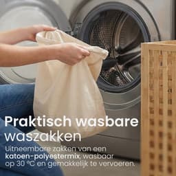 CLP Wasmand met deksel - Lenca - rechthoek - Wasbox - voor Vuile Was - Waszak 90L Wasbaar - Bamboe - natura — thumbnail 4