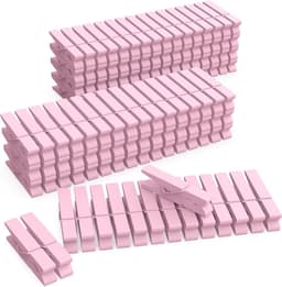 Mini Houten Gekleurde Wasknijpers Licht Roze - Pack van 128 — thumbnail 1