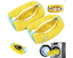 2 stuks gele Wasmand voor Schoenen - Wasmand voor Schoenen - Wasmand voor Wasmachine en Droger - Herbruikbare Wasmanden voor Schoenen, Wasmachinebag voor Wasmachine