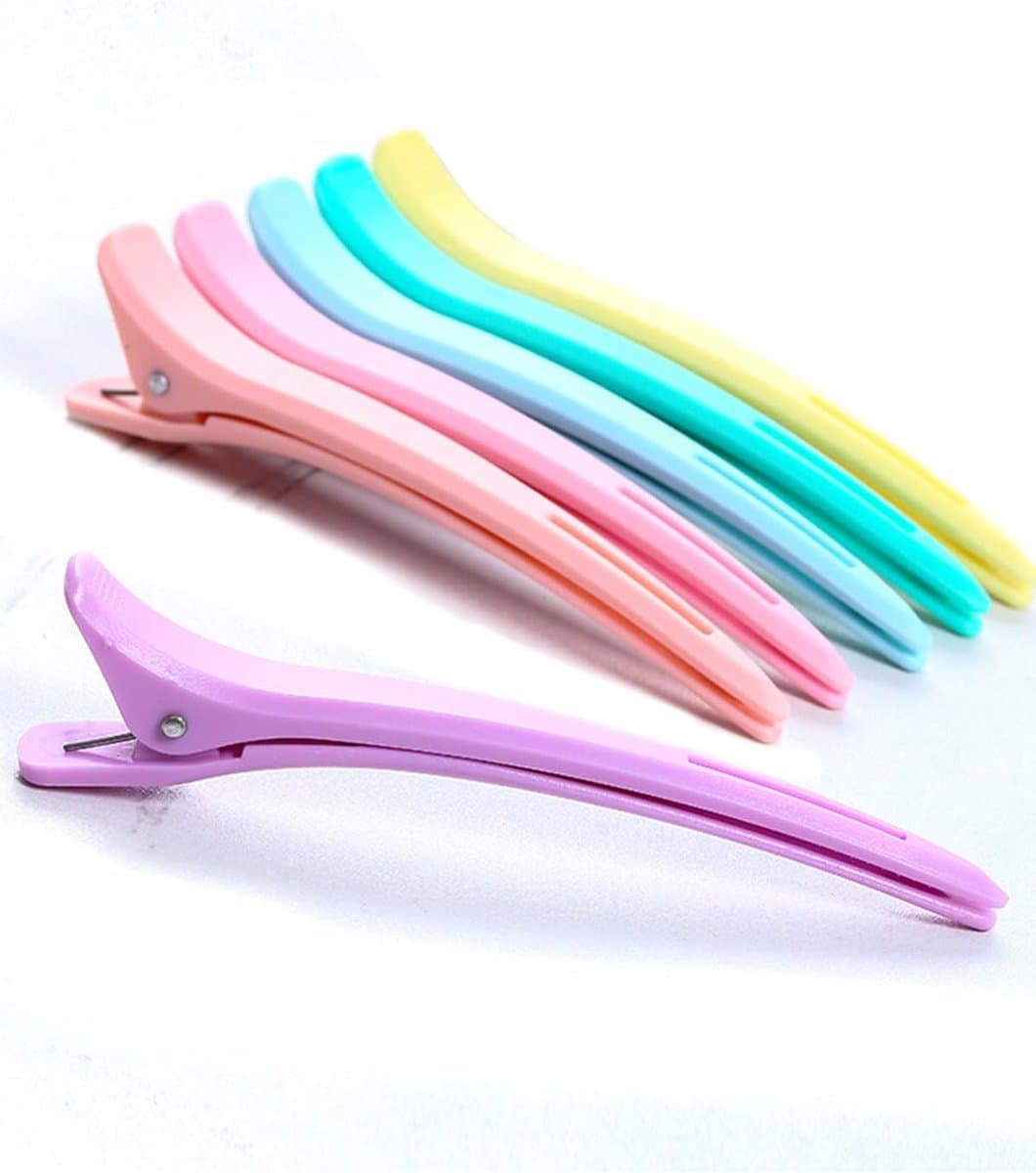 6 Stuks Professionele Krokodillenklemmen voor Haarstyling - Antislip & Zonder Plooi — afbeelding 1