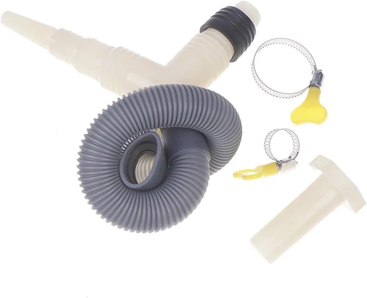 Afvoeradapter met T-stuk voor de afvoer van wasmachines en drogers, inclusief verlengslang. — afbeelding 1