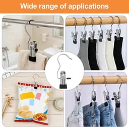 Wasknijpers Haken - Kleding Clips - Drogen Kleding - 360 Graden Draaibaar - 11 x 5 cm - Zilver — thumbnail 5