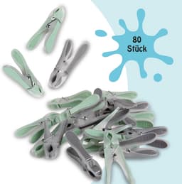 Wasknijperset Kunststof - Huishoudklemmen Stabiliteit - Kleding Ophangen - Sterke Klemkracht - 80 Stuks - Antracietgroen — thumbnail 4