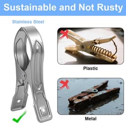 Roestvrij Stalen Wasknijpers voor Strandhanddoeken en Kleding - 6 Stuks — thumbnail 5