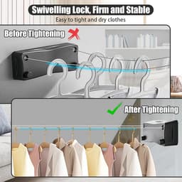 Uittrekbare Waslijn van 5,2 m voor Wandmontage - Roestvrijstaaldraad voor Badkamer, Balkon en Buiten — thumbnail 5