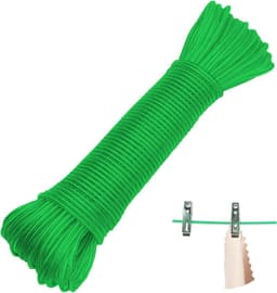 Allecto Plus - Waslijn met stalen kern - Heavy duty waslijn voor camping en buiten - Extra sterke scheurvaste waslijn - Voor huishouden, tuin en balkon - Groen - 30 meter — thumbnail 1