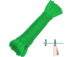 Allecto Plus - Waslijn met stalen kern - Heavy duty waslijn voor camping en buiten - Extra sterke scheurvaste waslijn - Voor huishouden, tuin en balkon - Groen - 30 meter