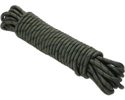 Diamantgevlochten Polypropyleen/Nylon Touw - 15 m - Hoge Sterkte - Voor Binnen en Buiten - Camping Boot Kledinglijn 6 mm - Legergroen/Zwart