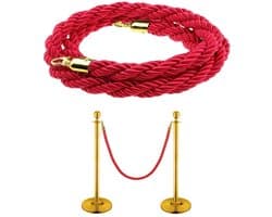 Allecto Plus - Afsluitkabel van 15 meter - Rood - Met haken - Persoonlijksysteem - Geschikt voor hotels en supermarkten - Openbare plaatsen - Beveiligingssysteem - Accessoire voor afsluiten - Duurzaam materiaal