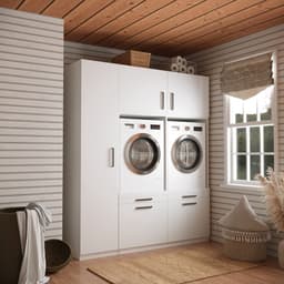 Wasophoogte® Wasmachine Kast Lyon - Wasmachine verhoger - Wasmachine ombouw - 700(D)*1780(B)*2110(H) mm - Wit — thumbnail 3