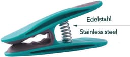 Set van 96 wasknijpers met roestvrijstalen veren en canvas opbergzak in turquoise grijs — thumbnail 3
