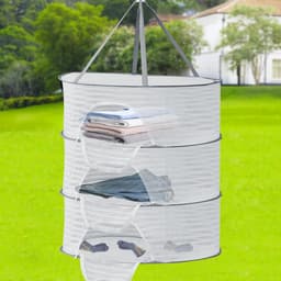 Kruiden Droogrek - 40*60cm - 3-laags hangend kruiden droognet - Droogrek - Droognet - droognet voor voedsel - hangend gaasnet - planten droogrek - met ritsen - opvouwbaar droognet - voor knoppen, vlees, kruiden, groenten, planten, fruit, kleding -wit — thumbnail 3