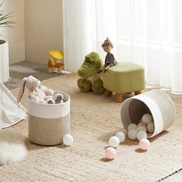 PromoHome Gevlochten Opbergmanden Set van 2 - Zachte Katoenen Speelgoedopslag voor Kinderkamer — thumbnail 4
