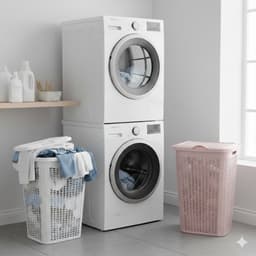 Wasmand Ventilation - met deksel - 2x - wit en roze - 50 liter - 61 x 43 cm — thumbnail 3