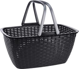 Wasmand - antraciet grijs - met hengsel - 27 liter - 43 x 30 cm - kunststof - Huishoud - De was doen - Wasgoedmanden — thumbnail 2