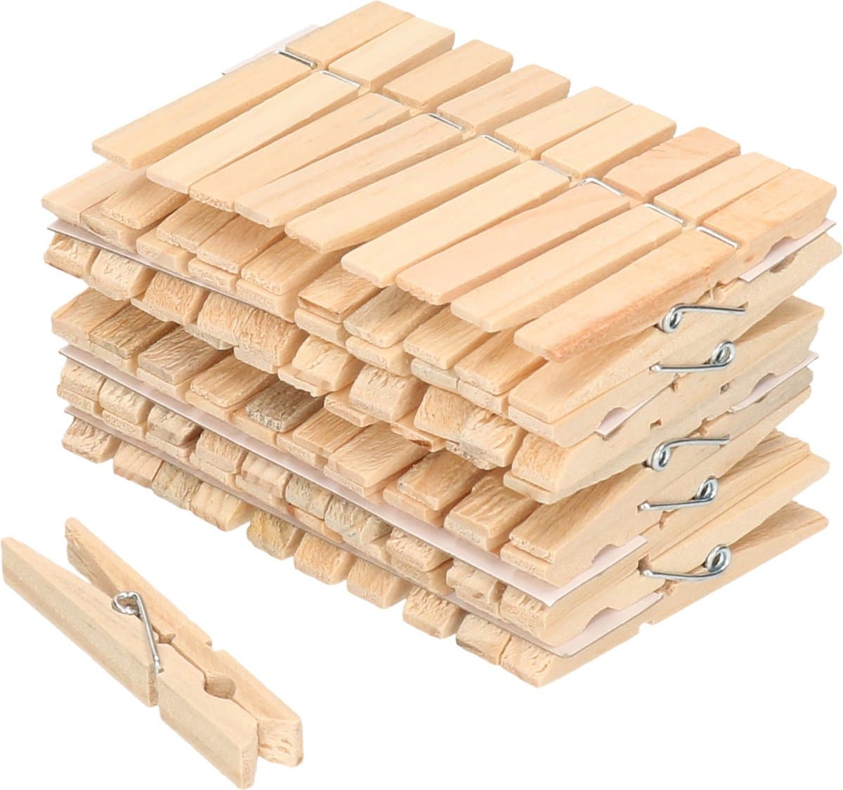 Sorex Wasknijpers - 200x - 50 stuks - hout - knijpers - metalen slagveer — afbeelding 1