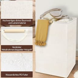 Vouwbare Wasmand 62 L, 58 x 15 x 11 cm, Ideaal voor Was Sorteren, Opbergen en Reizen, Geschikt voor Slaapkamer, Badkamer en Kinderkamer — thumbnail 4