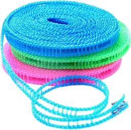 3 Pcs Clothesline 8m Non-Slip and Windproof Nylon Clothesline Portable Clothesline with 2 Pcs Stainless Steel Hooks - ShopVlot — thumbnail 5